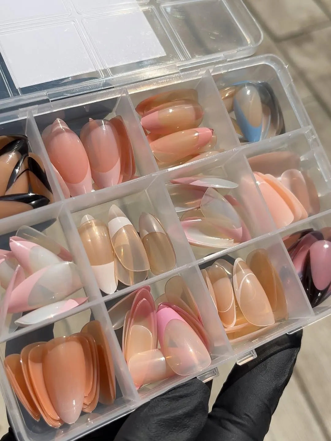 French style nails ABS plastic Multicolour 144 pcs