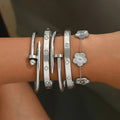 Silver Stainless Steel Bracelet Set