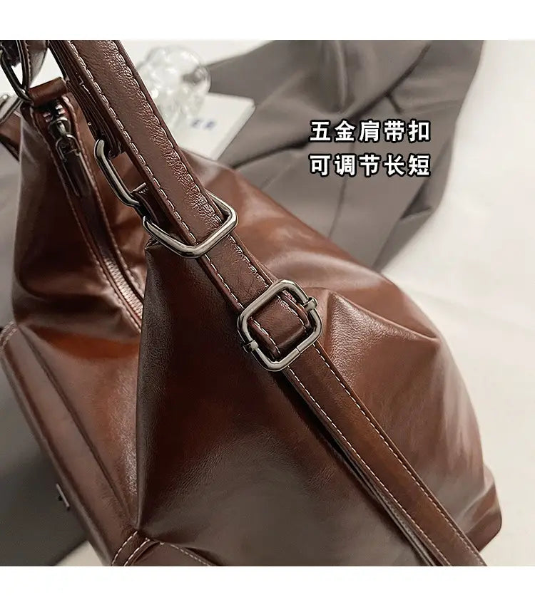 Retro brown shoulder tote bag with pendant imported quality
