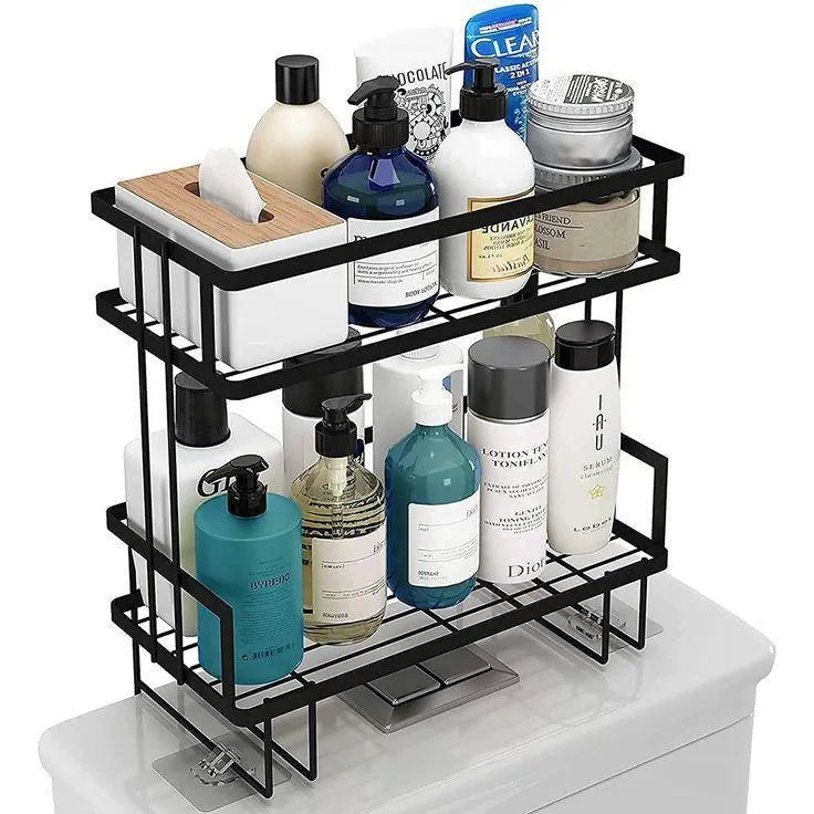 Black-two-tier Bathroom Shelf Stainless Steel