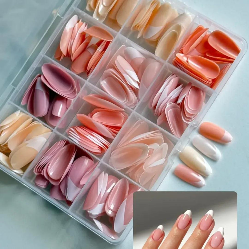French style nails ABS plastic Multicolour 144 pcs