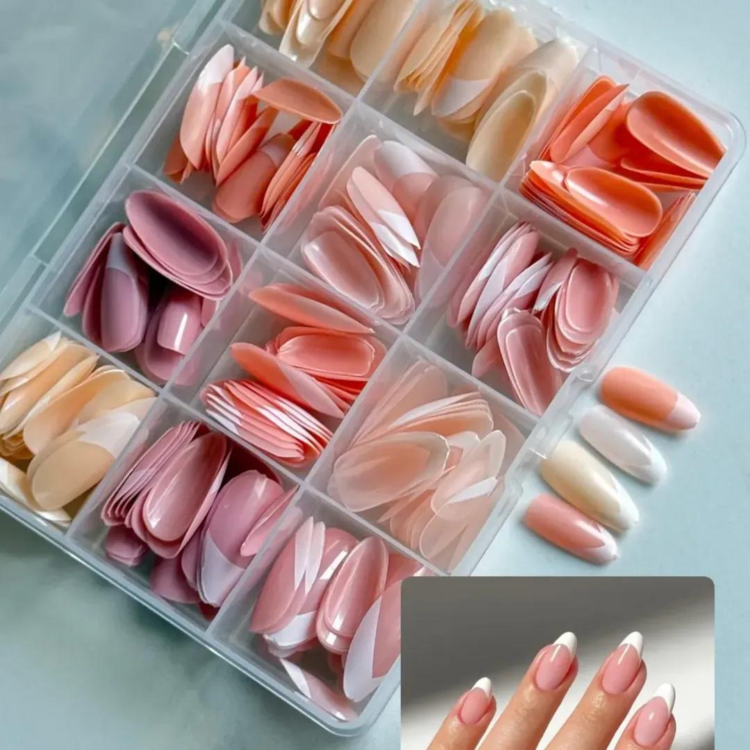 French style nails ABS plastic Multicolour 144 pcs