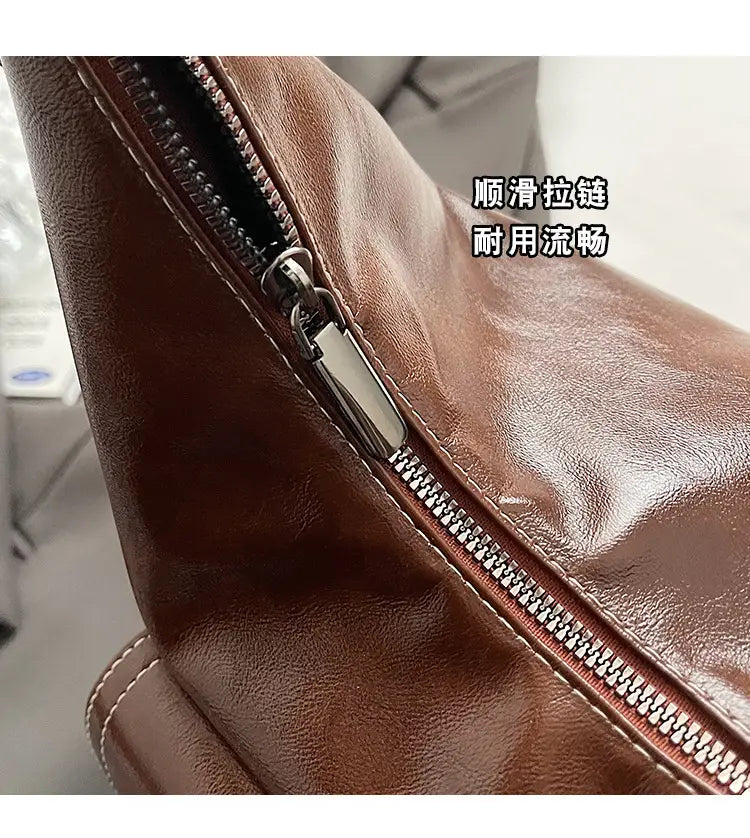 Retro brown shoulder tote bag with pendant imported quality