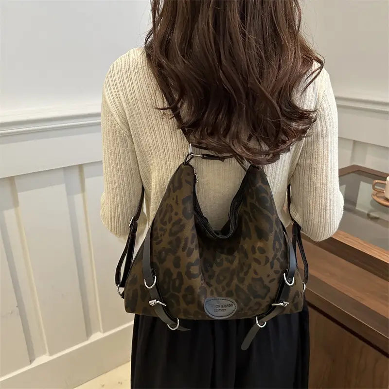 Korean style leopard print Tote bag women