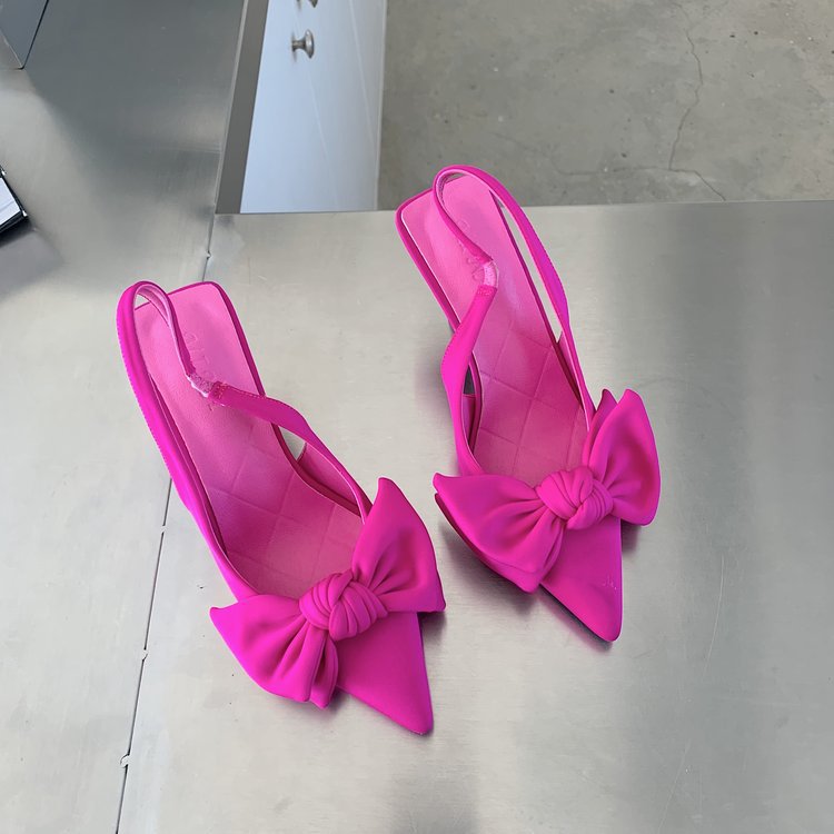 French Style High Heeled Niche Bow Knot Sandals