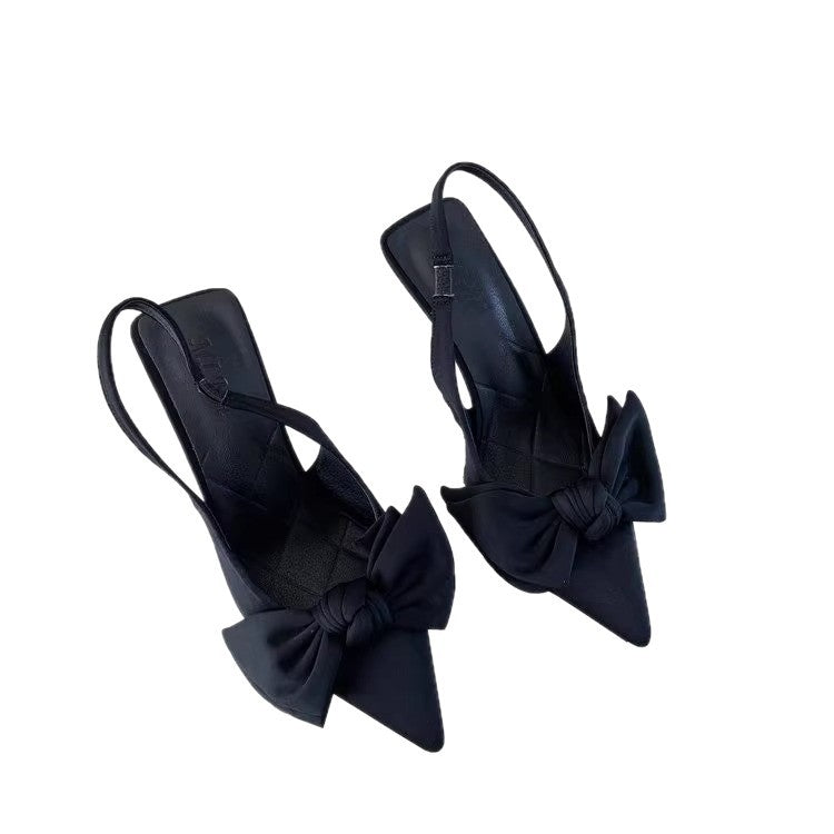 French Style High Heeled Niche Bow Knot Sandals