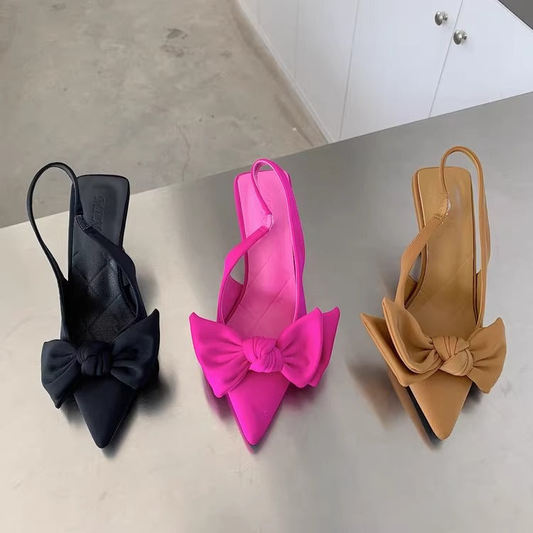 French Style High Heeled Niche Bow Knot Sandals